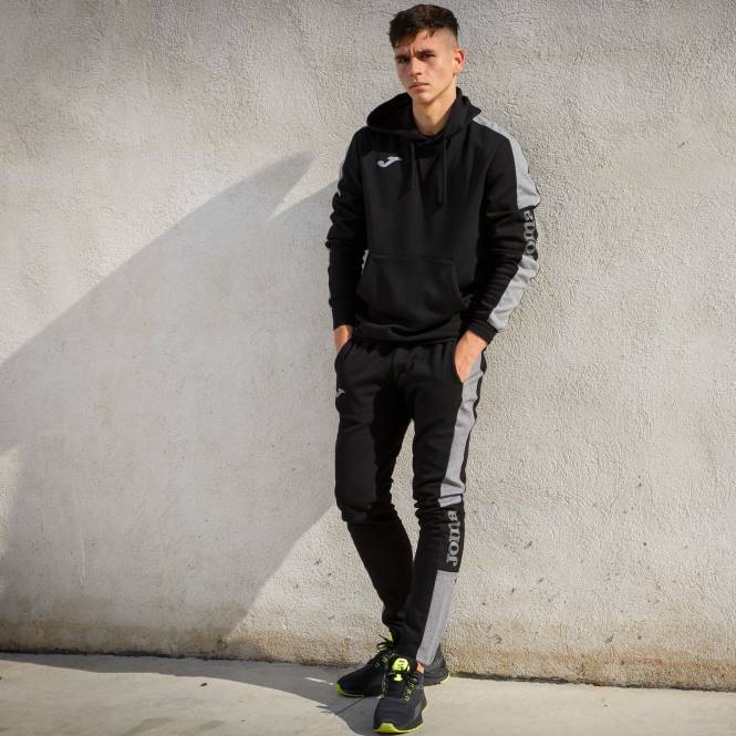kapüşonlu kazak sokak Joma siyah melanj gri erkekler 0RJD3323