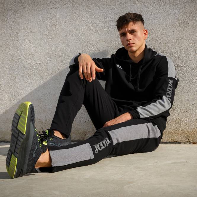 kapüşonlu kazak sokak Joma siyah melanj gri erkekler 0RJD3323