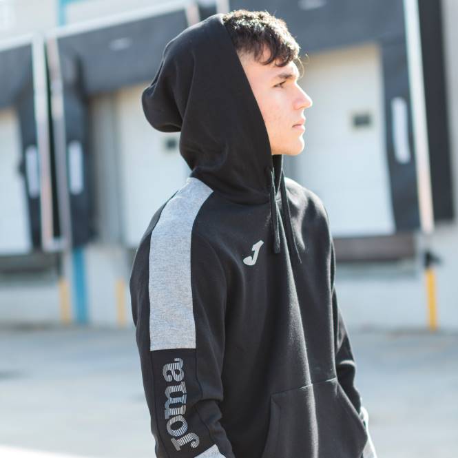 kapüşonlu kazak sokak Joma siyah melanj gri erkekler 0RJD3323