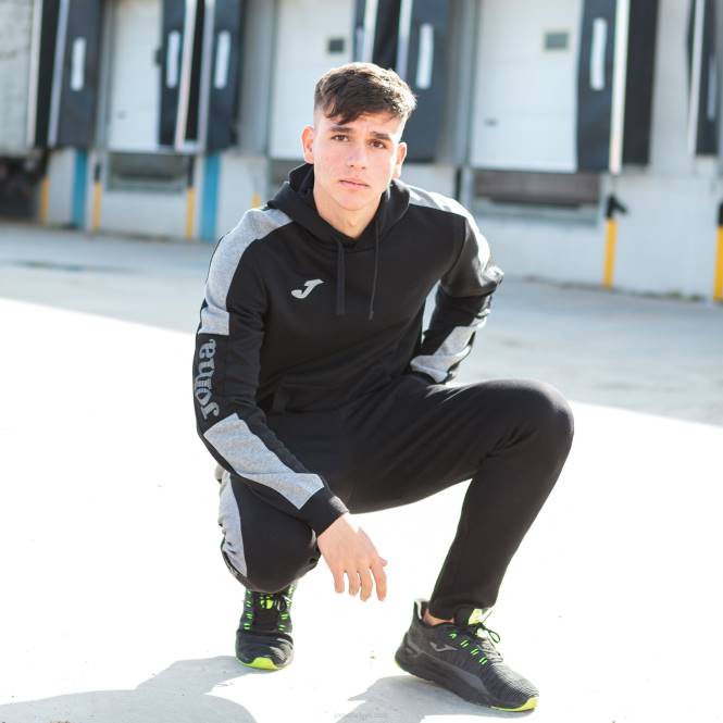 kapüşonlu kazak sokak Joma siyah melanj gri erkekler 0RJD3323