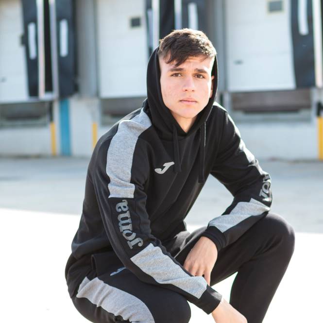 kapüşonlu kazak sokak Joma siyah melanj gri erkekler 0RJD3323