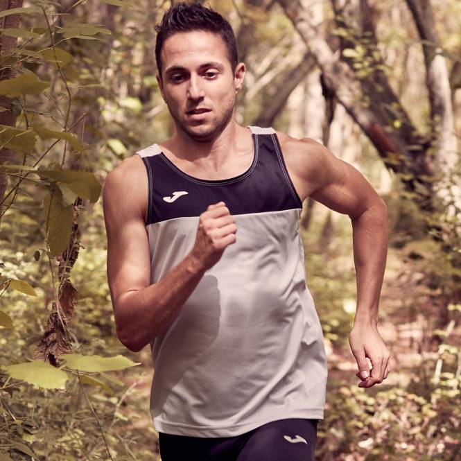 kolsuz tişört yarışı Joma melanj gri siyah erkekler 0RJD2983