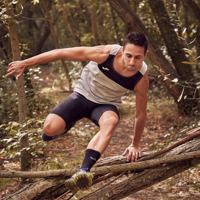 kolsuz tişört yarışı Joma melanj gri siyah erkekler 0RJD2983