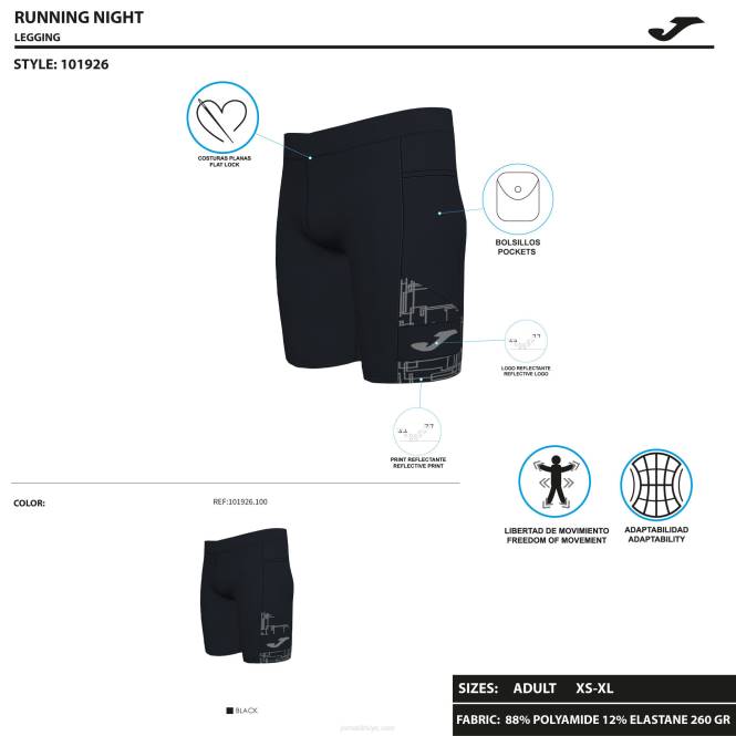 kısa tayt elit viii Joma siyah erkekler 0RJD4128