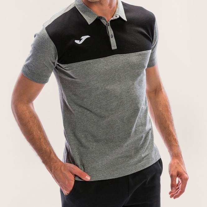 polo gömlek kısa kollu kazanan Joma melanj gri siyah erkekler 0RJD4160