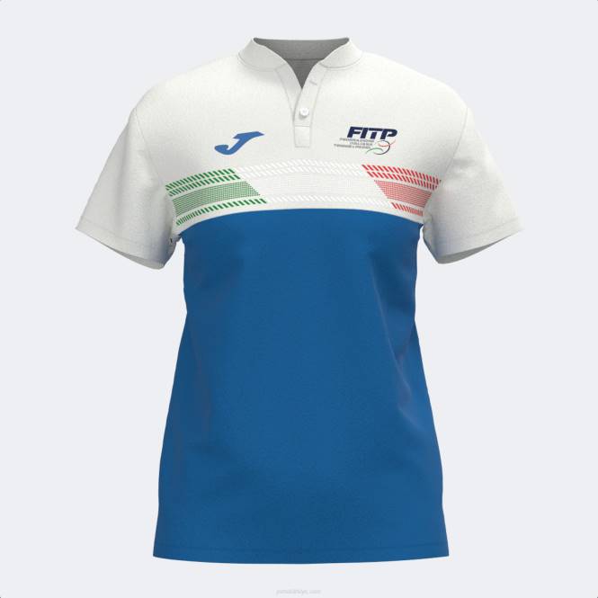 polo gömlek kısa kollu İtalyan tenis ve padel federasyonu Joma beyaz kraliyet mavisi kadınlar 0RJD1589