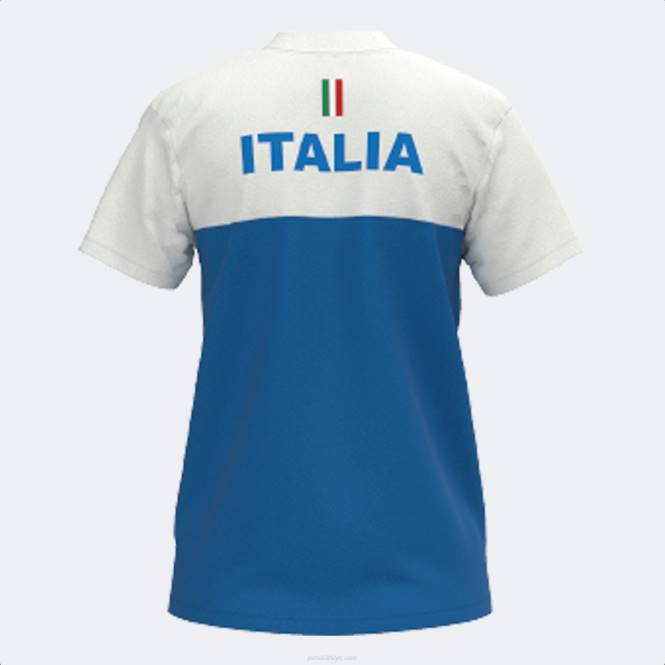 polo gömlek kısa kollu İtalyan tenis ve padel federasyonu Joma beyaz kraliyet mavisi kadınlar 0RJD1589