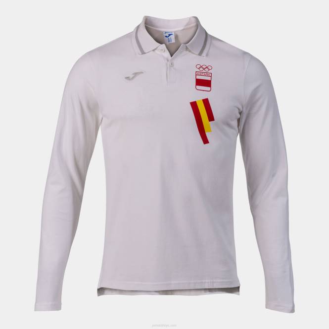 polo gömlek uzun kollu eğlence ispanyol olimpiyat komitesi Joma Beyaz Gri0RJD1398