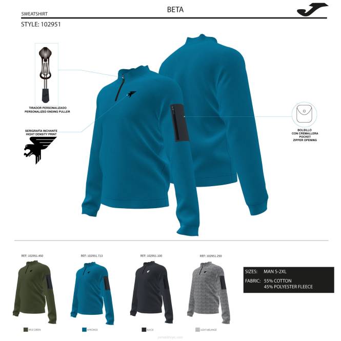 sweatshirt beta Joma haki erkekler 0RJD1159