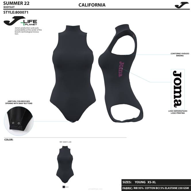 tek parça kaliforniya Joma siyah kadınlar 0RJD4038