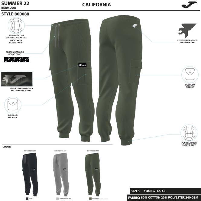 uzun pantolon kaliforniya Joma melanj grisi erkekler 0RJD364