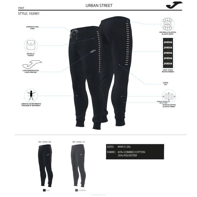 uzun pantolon kentsel sokak Joma siyah erkekler 0RJD1158