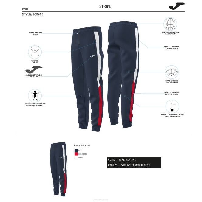 uzun pantolon şerit Joma lacivert kırmızı erkekler 0RJD4118