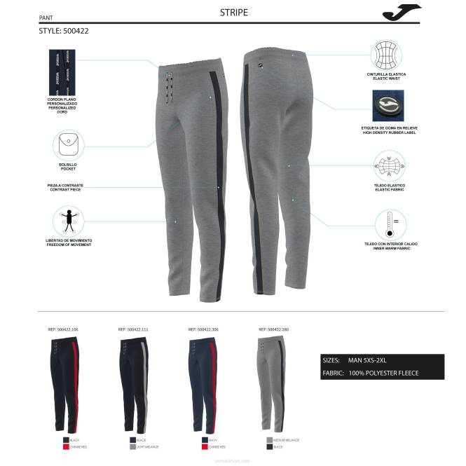 uzun pantolon şerit Joma siyah kırmızı erkekler 0RJD125