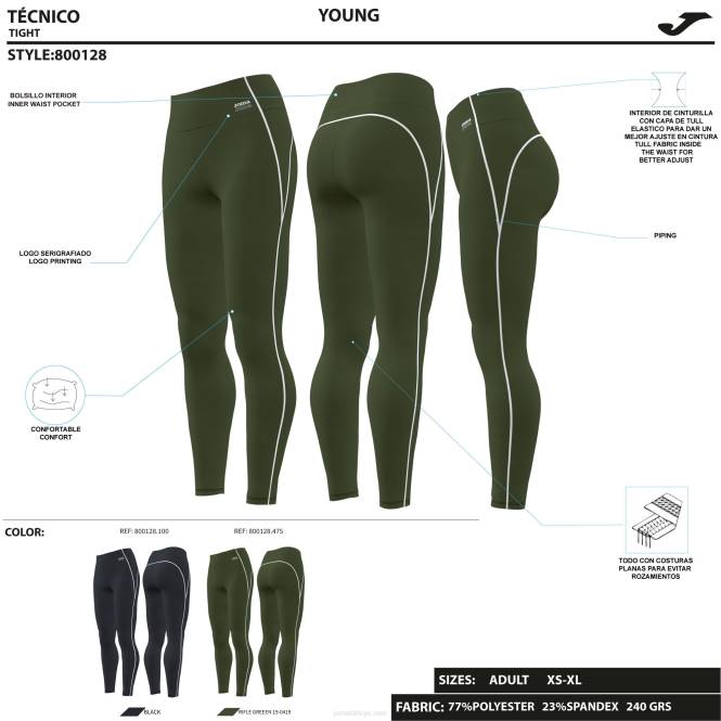 uzun tayt defne Joma haki kadınlar 0RJD1768