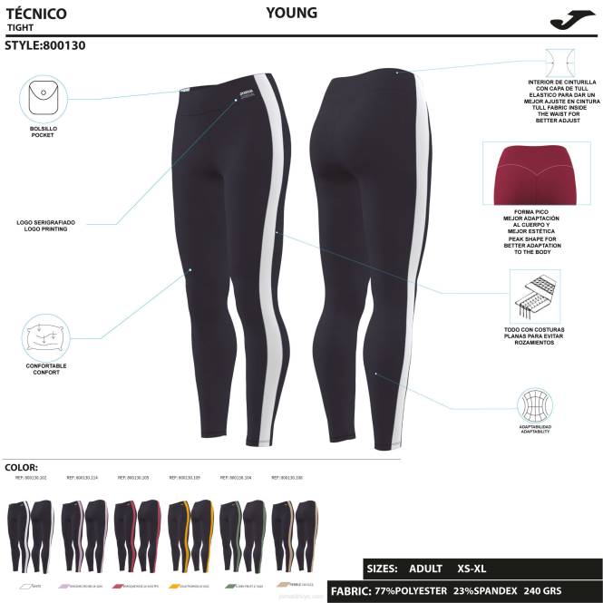 uzun tayt defne Joma siyah mor kadınlar 0RJD2566