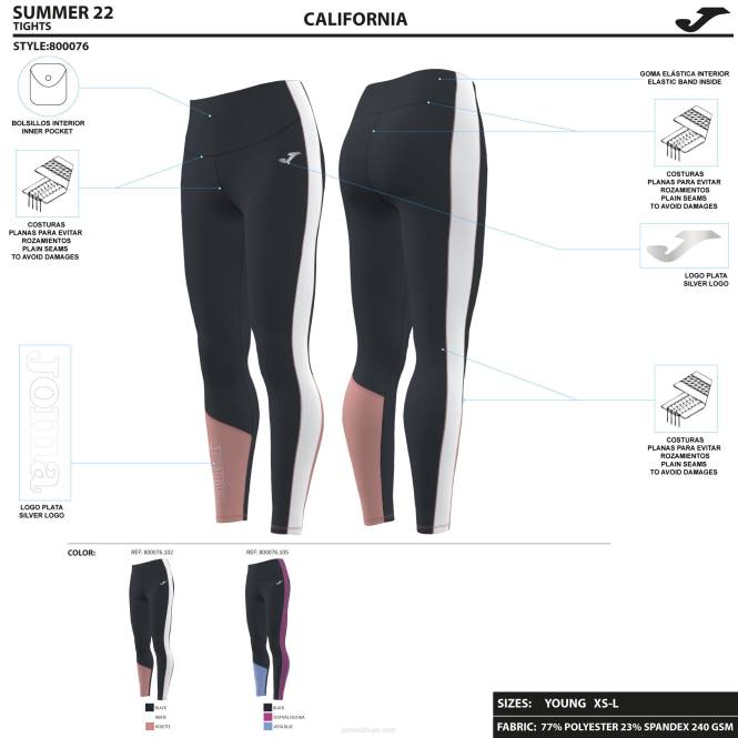 uzun tayt kaliforniya Joma siyah fuşya mavisi kadınlar 0RJD1971