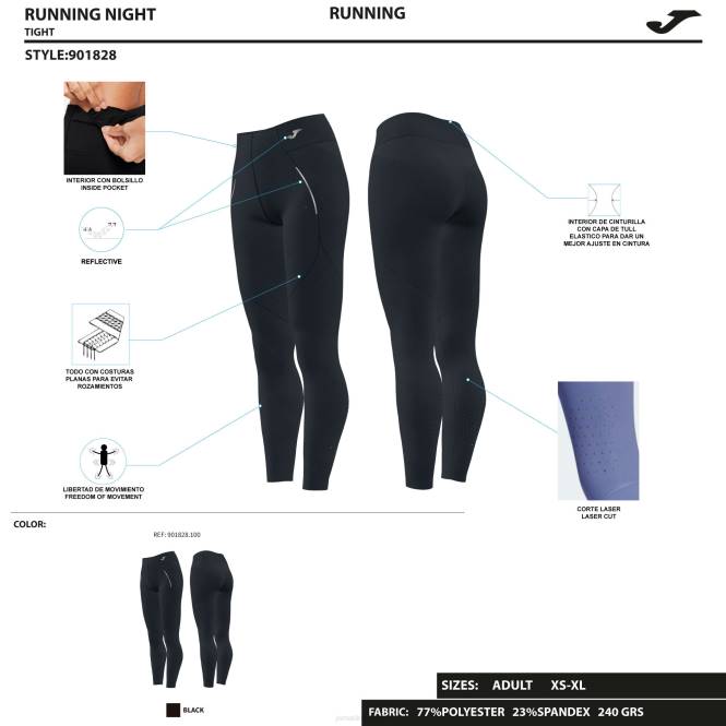 uzun tayt r-gece Joma siyah kadınlar 0RJD2175