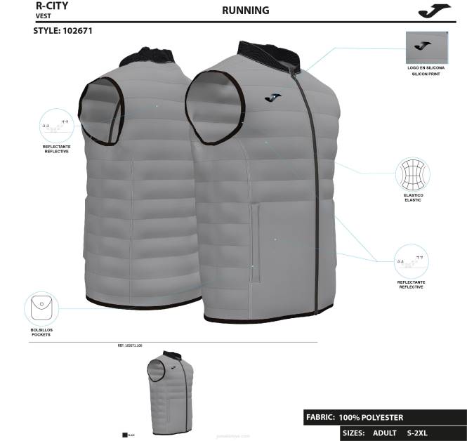 yastıklı yelek r-gece Joma siyah erkekler 0RJD3150