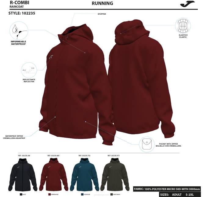 yağmurluk elit viii Joma bordo erkekler 0RJD476