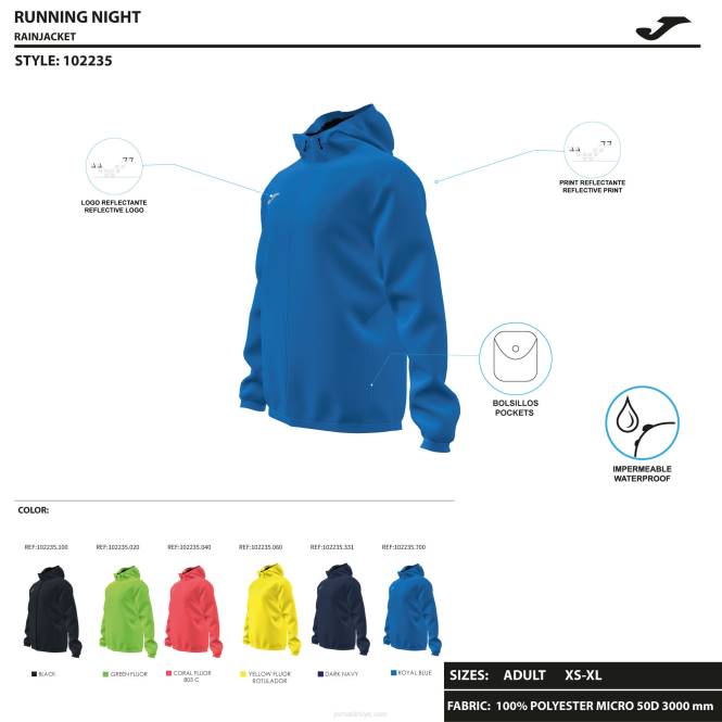 yağmurluk elit viii Joma floresan yeşil erkekler 0RJD4738