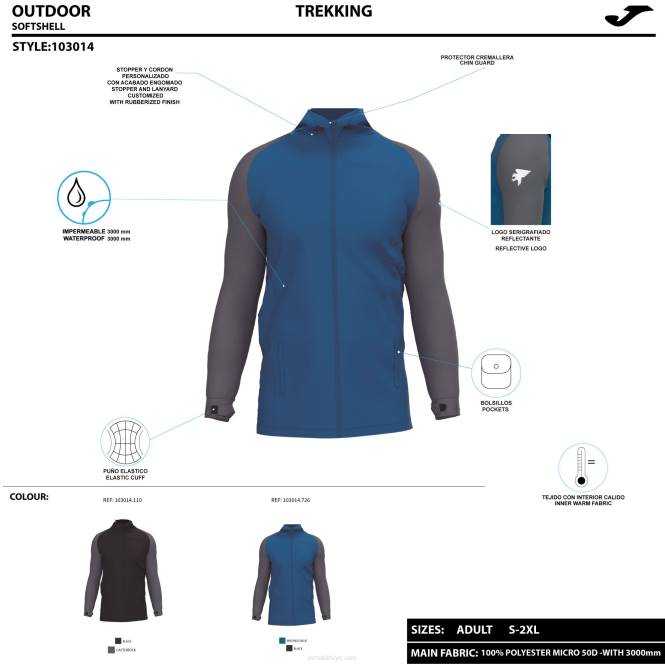 yağmurluk kaşif Joma mavi koyu gri erkekler 0RJD2876