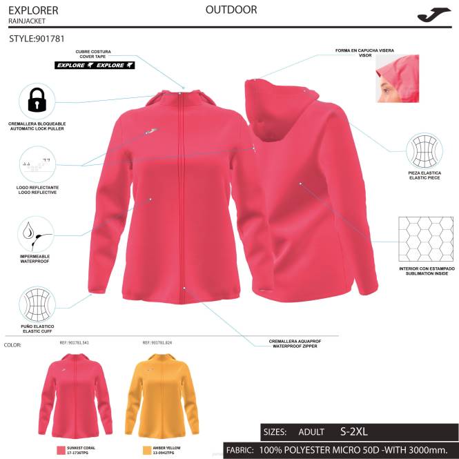 yağmurluk kaşif Joma turuncu kadınlar 0RJD1905