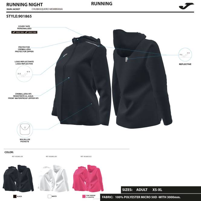 yağmurluk r-gece Joma siyah kadınlar 0RJD2265