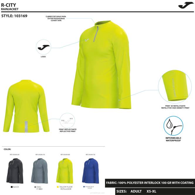 yağmurluk r-şehir Joma floresan sarı erkekler 0RJD2921