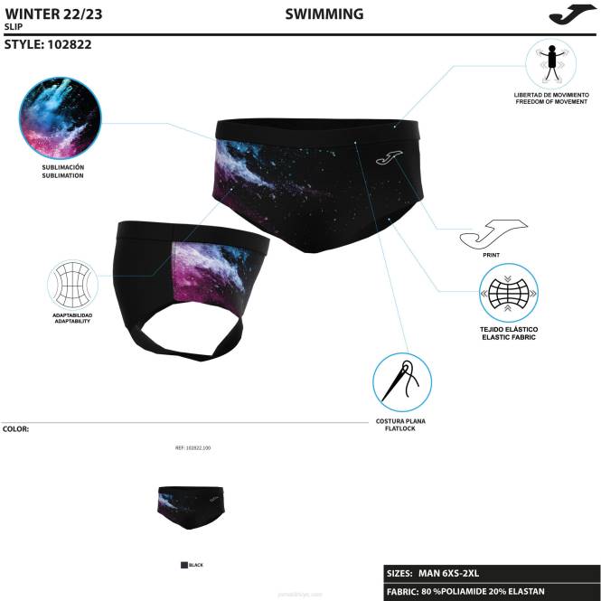 yüzme külotu sıçrama Joma siyah erkekler 0RJD506