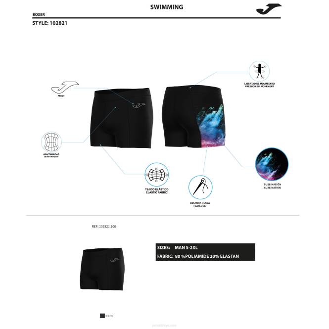 yüzme şortu sıçrama Joma siyah erkekler 0RJD3280