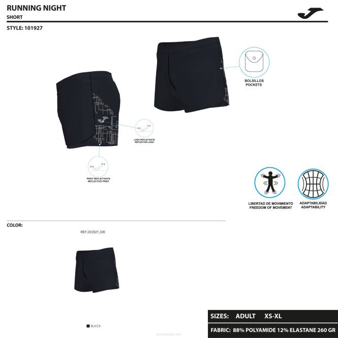 şort elit viii Joma lacivert erkekler 0RJD3002