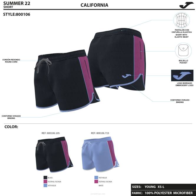 şort kaliforniya Joma mavi kadınlar 0RJD3730