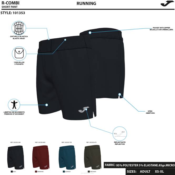 şort r-kombi Joma haki erkekler 0RJD2957